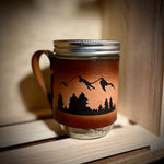 Pacific Trail Mug, Leather Wrapped Mason Jar Mug