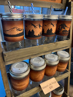 Pacific Trail Mug, Leather Wrapped Mason Jar Mug