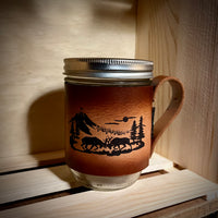 Pacific Trail Mug, Leather Wrapped Mason Jar Mug