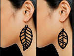 LEAF Shaped Full Grain Leather Earrings - LARGE (2"-2.5" Varied)