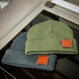 Watch Cap Beanie With Premium Leather Patch